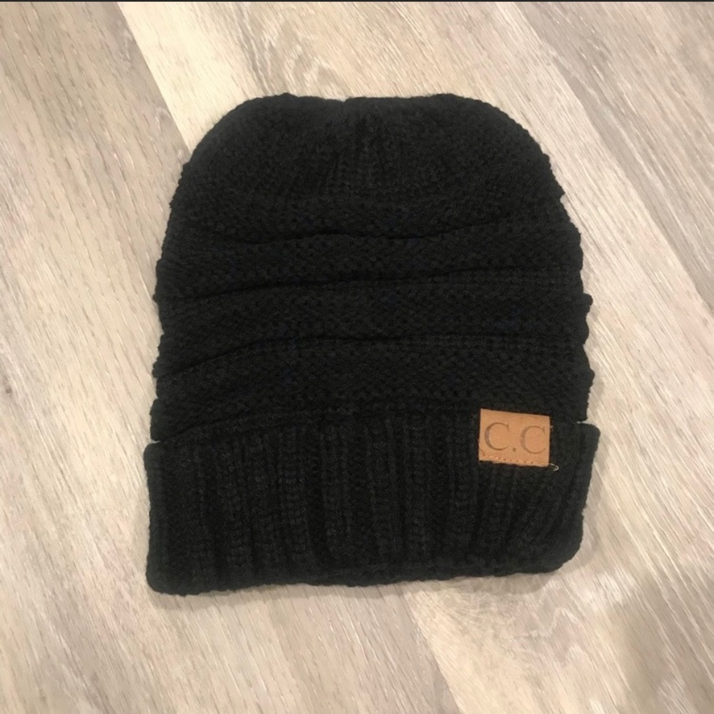 Kids Black CC Beanie